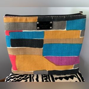 Kate Spade woven multi-colored abstract graphic clutch